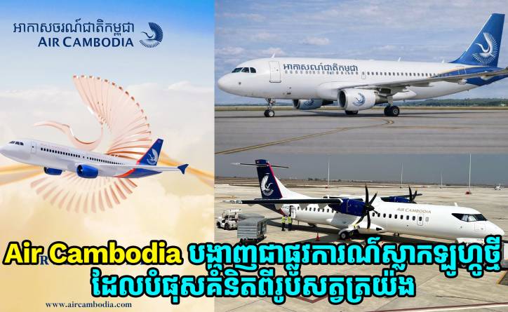 ក្រុមហ៊ុនអាកាសចរណ៍ជាតិកម្ពុជា Air Cambodia បង្ហាញជាផ្លូវការណ៌ស្លាកឡូហ្កូថ្មីដែលបំផុសគំនិតពីរូបសត្វត្រយ៉ង